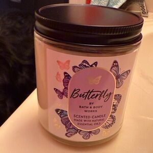 Bath & Body Works Butterfly Scented Candle - Purple and Black Design